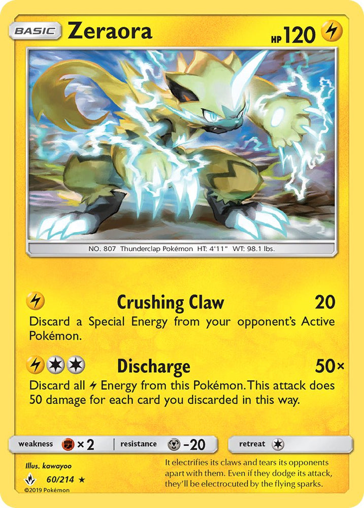 Zeraora (60/214) (Cracked Ice Holo) (Theme Deck Exclusive) [Sun & Moon: Unbroken Bonds] Pokémon