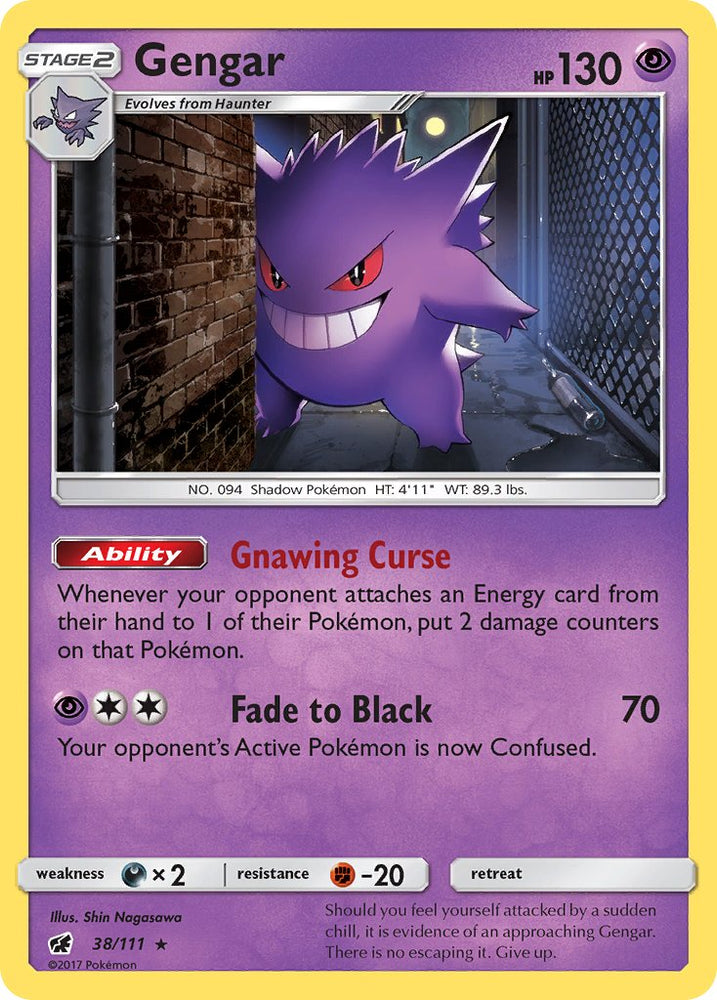 Gengar (38/111) (Prerelease Kit Exclusive) (Theme Deck Exclusive) [Sun & Moon: Crimson Invasion] Pokémon