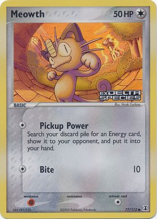 Meowth (77/113) (Stamped) [EX: Delta Species] Pokémon