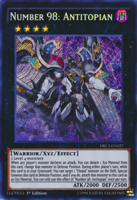 Number 98: Antitopian [DRL3-EN027] Secret Rare Yu-Gi-Oh!