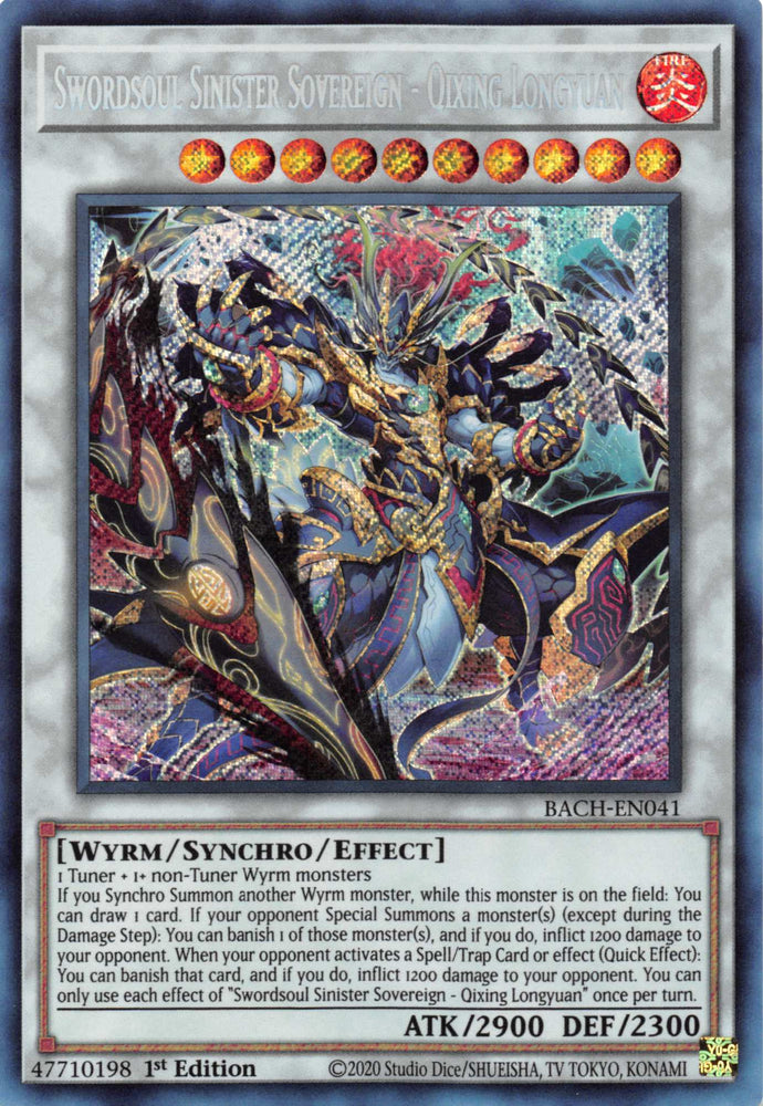 Swordsoul Sinister Sovereign - Qixing Longyuan [BACH-EN041] Secret Rare Yu-Gi-Oh!