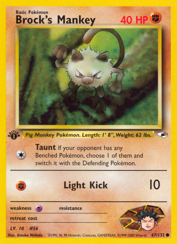 Brock's Mankey (67/132) [Gym Heroes 1st Edition] Pokémon