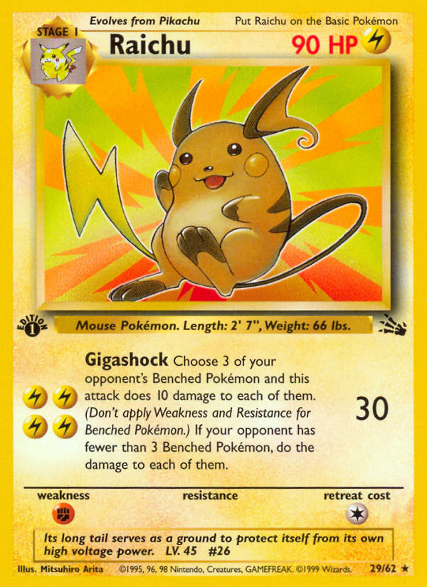 Raichu (29/62) [Fossil 1st Edition] Pokémon