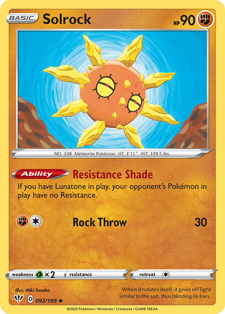 Solrock (092/189) [Sword & Shield: Darkness Ablaze] Pokémon