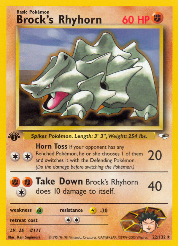 Brock's Rhyhorn (22/132) [Gym Heroes 1st Edition] Pokémon