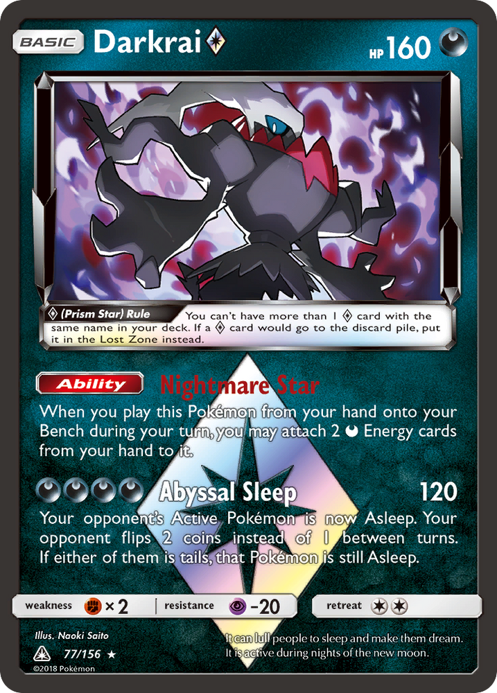 Darkrai (77/156) (Prism Star) [Sun & Moon: Ultra Prism] Pokémon