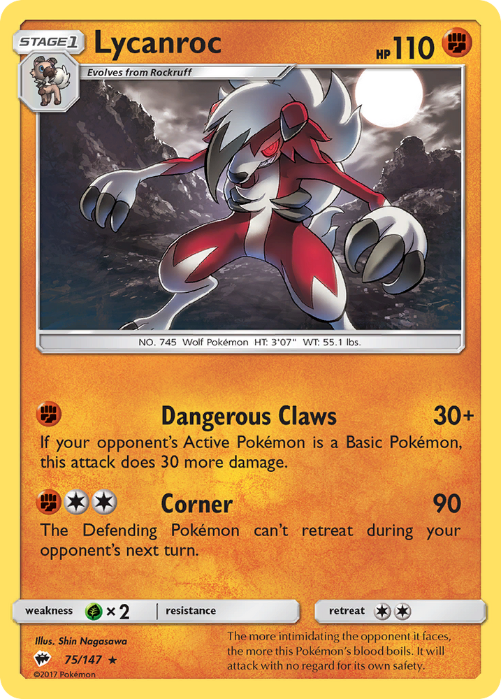 Lycanroc (75/147) [Sun & Moon: Burning Shadows] Pokémon