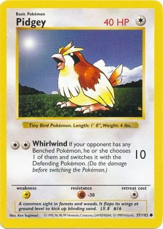 Pidgey (57/102) [Base Set Shadowless Unlimited] Pokémon