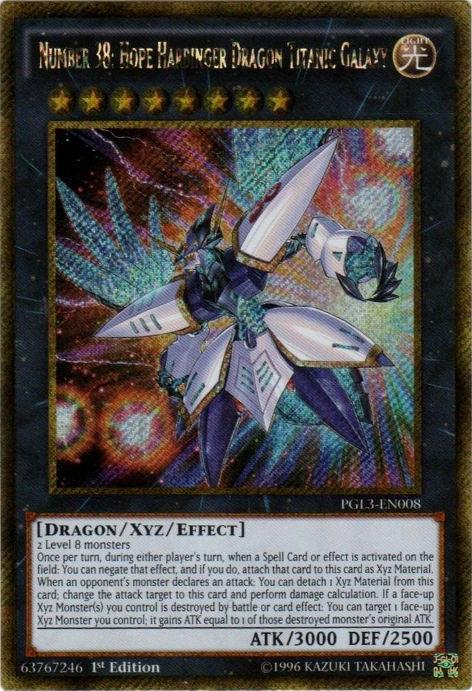 Number 38: Hope Harbinger Dragon Titanic Galaxy [PGL3-EN008] Gold Secret Rare Yu-Gi-Oh!