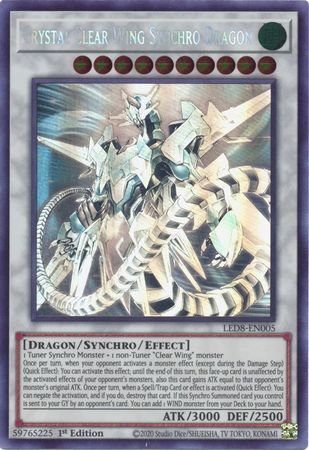 Crystal Clear Wing Synchro Dragon [LED8-EN005] Ghost Rare Yu-Gi-Oh!