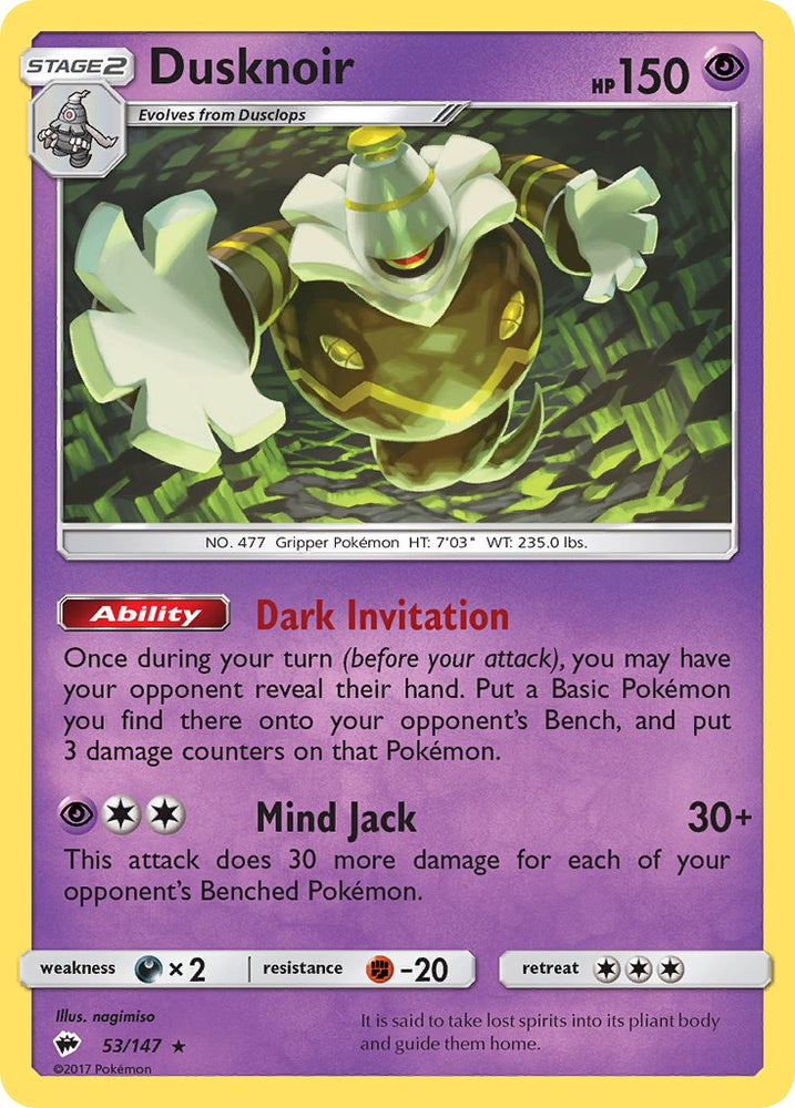 Dusknoir (53/147) (Theme Deck Exclusive) [Sun & Moon: Burning Shadows] Pokémon