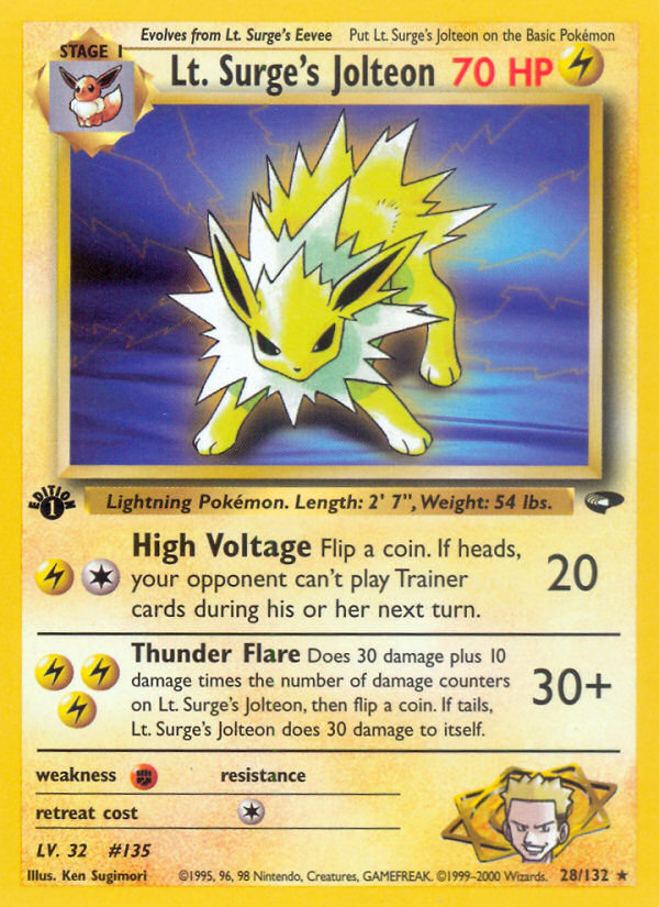 Lt. Surge's Jolteon (28/132) [Gym Challenge 1st Edition] Pokémon