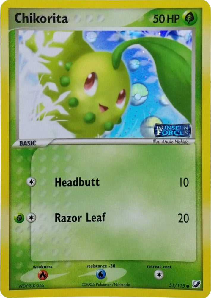 Chikorita (51/115) (Stamped) [EX: Unseen Forces] Pokémon