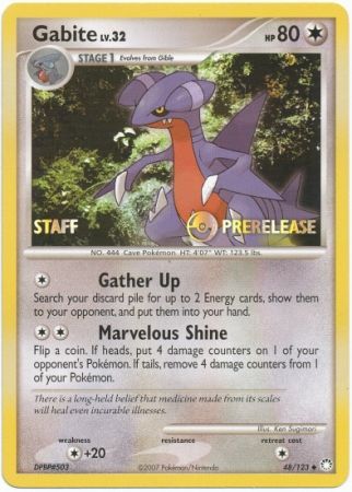 Gabite (48/123) (Staff Prerelease Promo) [Diamond & Pearl: Black Star Promos] Pokémon