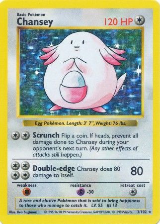 Chansey (3/102) [Base Set Shadowless Unlimited] Pokémon