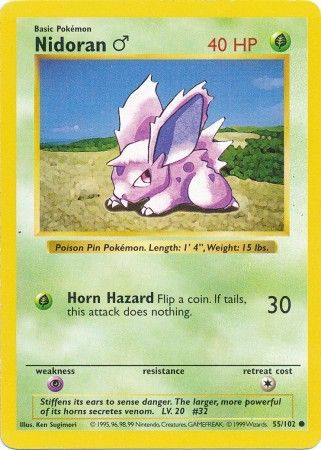 Nidoran (55/102) (Male) [Base Set Shadowless Unlimited] Pokémon