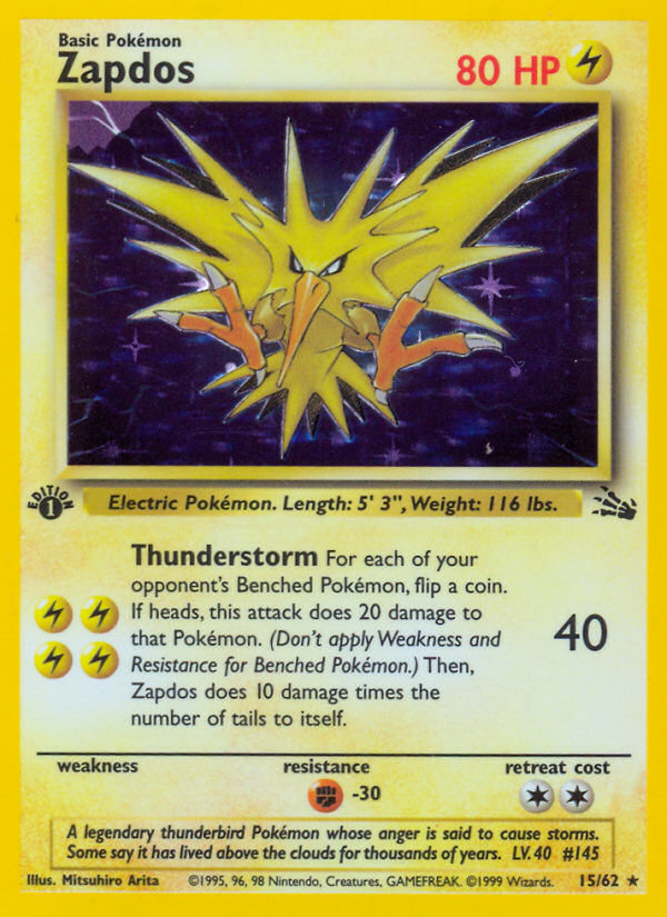Zapdos (15/62) [Fossil 1st Edition] Pokémon