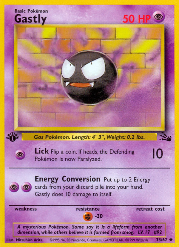 Gastly (33/62) [Fossil 1st Edition] Pokémon