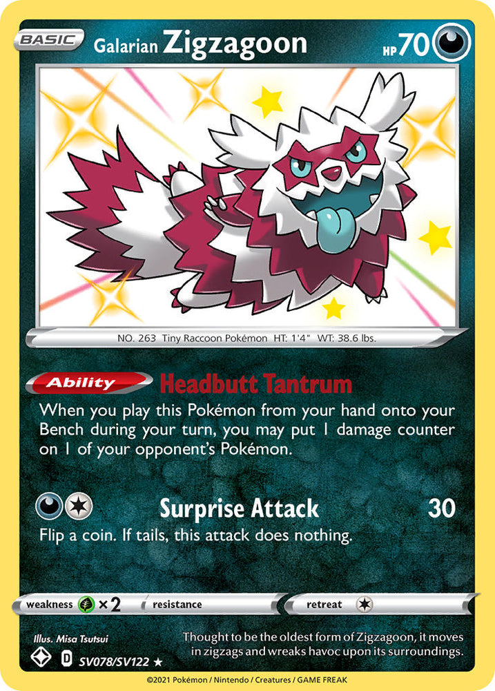 Galarian Zigzagoon (SV078/SV122) [Sword & Shield: Shining Fates] Pokémon
