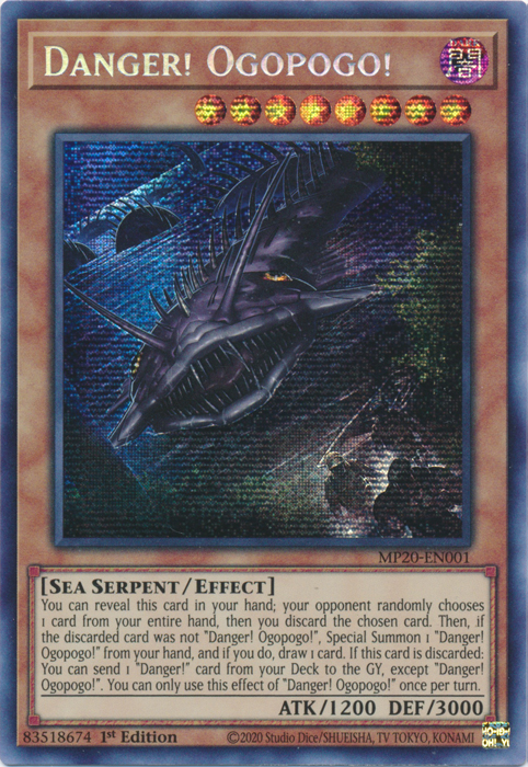 Danger! Ogopogo! [MP20-EN001] Prismatic Secret Rare Yu-Gi-Oh!