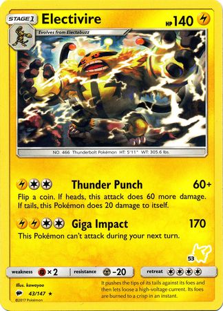 Electivire (43/147) (Pikachu Stamp #53) [Battle Academy 2020] Pokémon