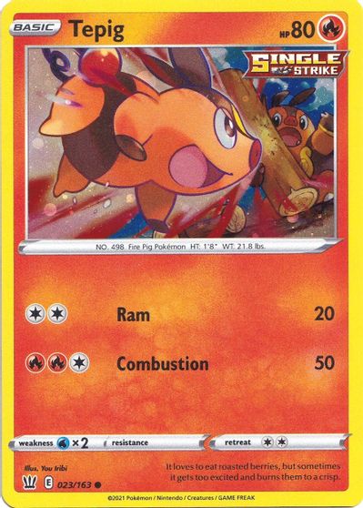Tepig (023/163) (Cosmos Holo) [Sword & Shield: Battle Styles] Pokémon