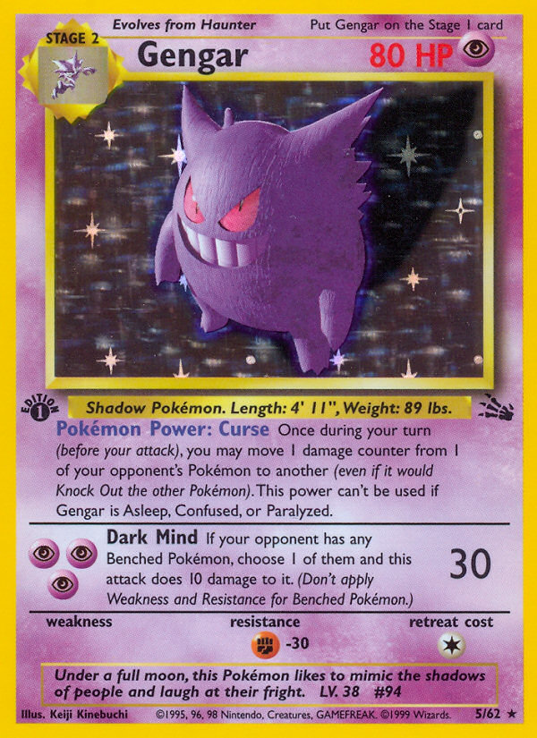 Gengar (5/62) [Fossil 1st Edition] Pokémon