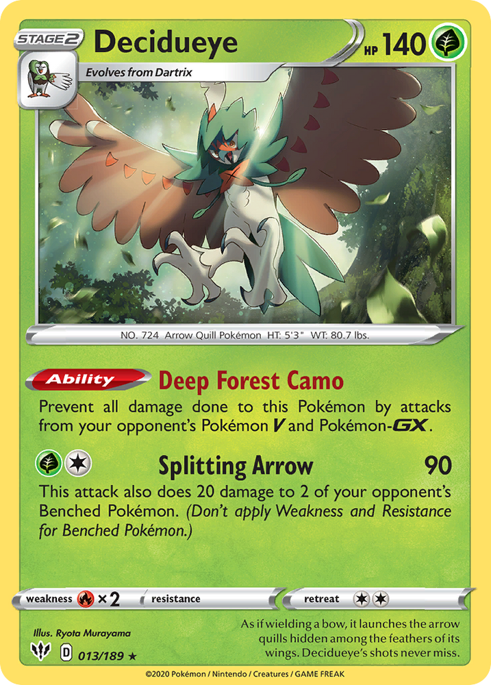 Decidueye (013/189) [Sword & Shield: Darkness Ablaze] Pokémon