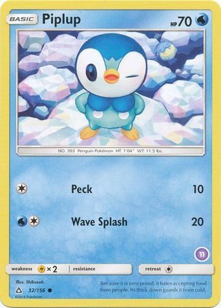 Piplup (32/156) (Deck Exclusive #11) [Sun & Moon: Trainer Kit - Alolan Sandslash] Pokémon