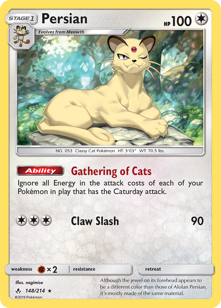 Persian (148/214) [Sun & Moon: Unbroken Bonds] Pokémon