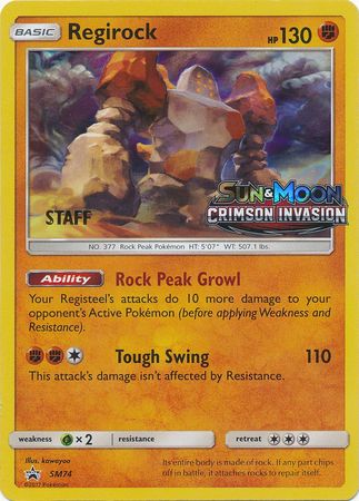 Regirock (SM74) (Staff Prerelease Promo) [Sun & Moon: Black Star Promos] Pokémon