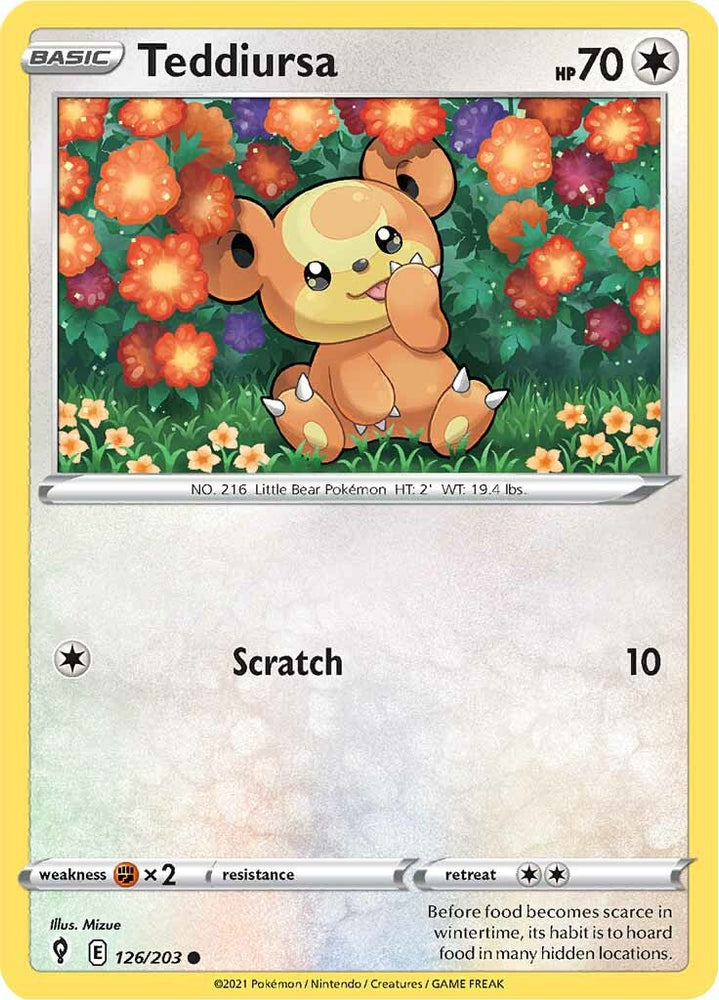Teddiursa (126/203) [Sword & Shield: Evolving Skies] Pokémon