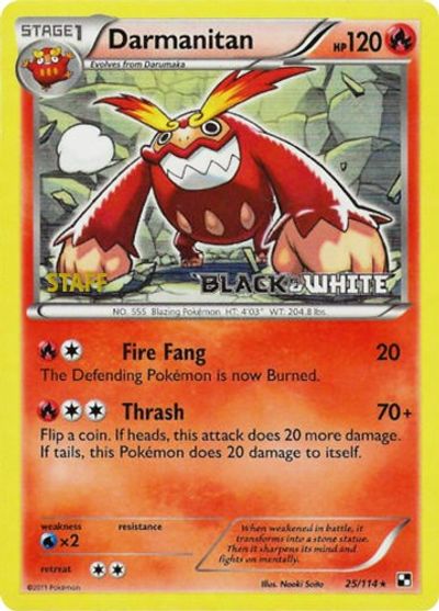 Darmanitan (25/114) (Staff Prerelease Promo) [Black & White: Black Star Promos] Pokémon
