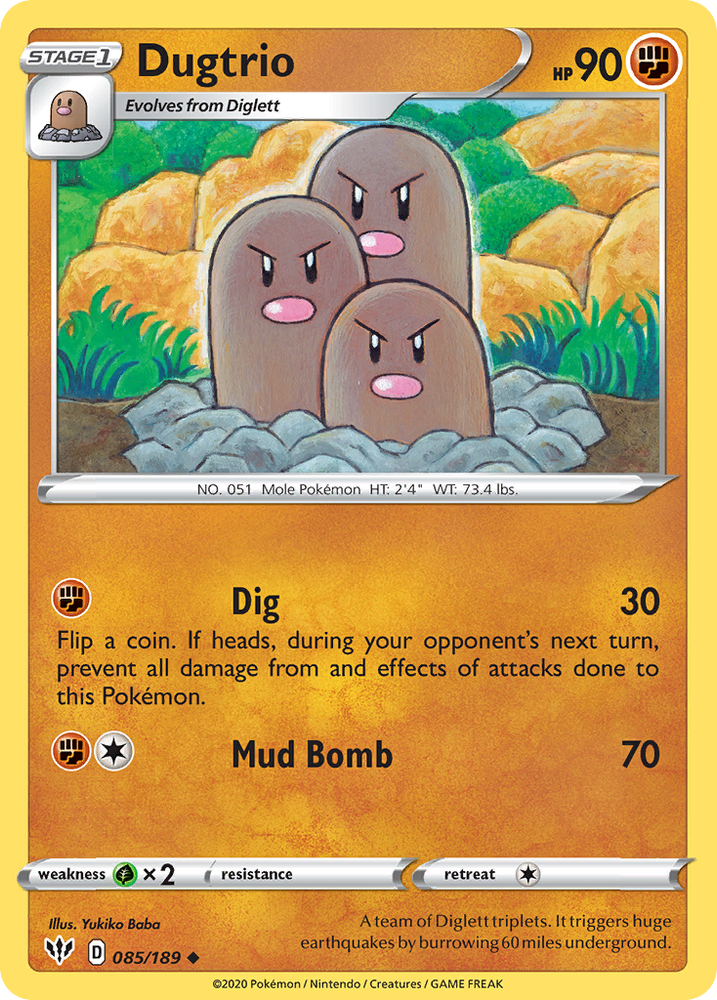 Dugtrio (085/189) [Sword & Shield: Darkness Ablaze] Pokémon