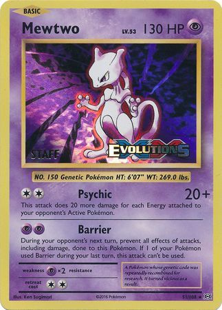 Mewtwo (51/108) (XY Evolutions Staff Prerelease) [XY: Black Star Promos] Pokémon