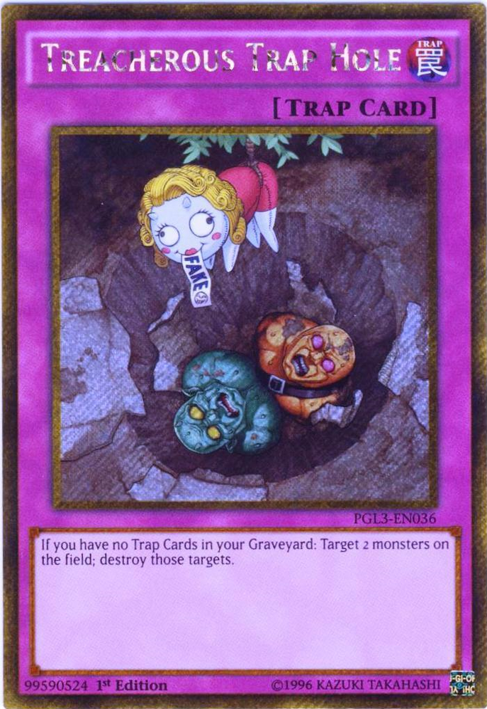Treacherous Trap Hole [PGL3-EN036] Gold Secret Rare Yu-Gi-Oh!