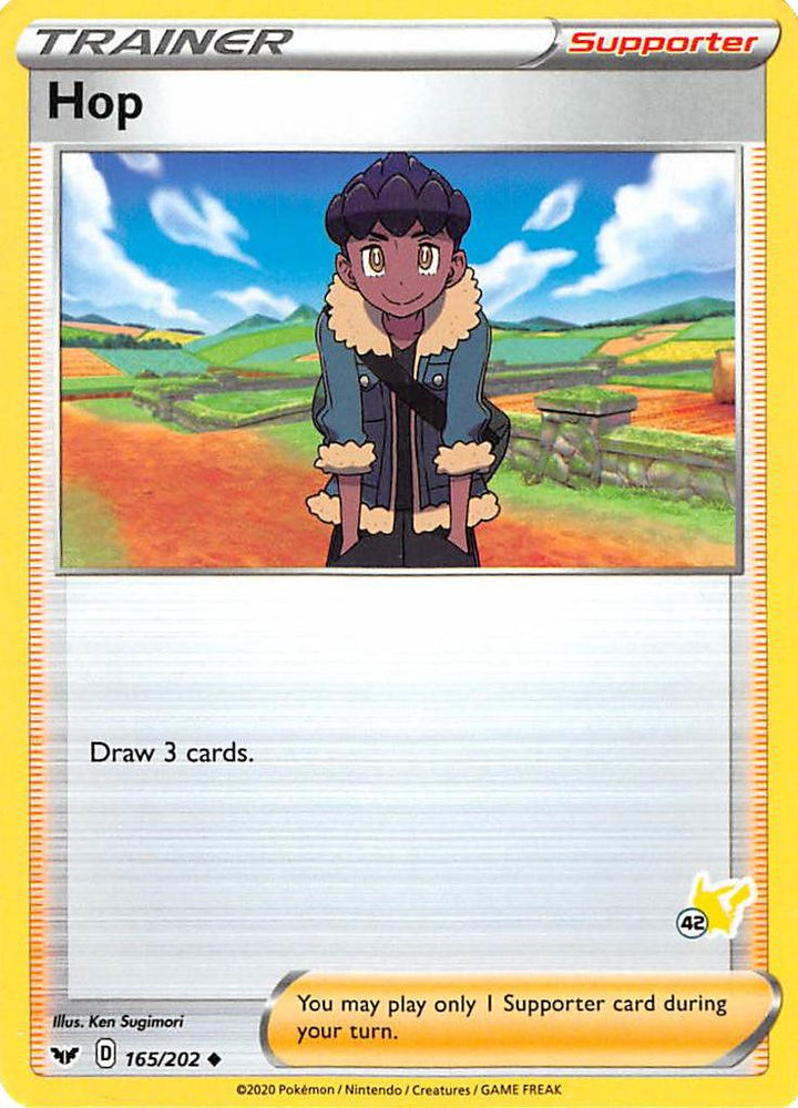 Hop (165/202) (Pikachu Stamp #42) [Battle Academy 2022] Pokémon