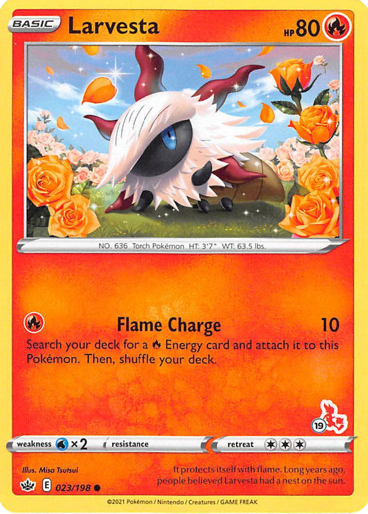 Larvesta (23/198) (Cinderace Stamp #19) [Battle Academy 2022] Pokémon
