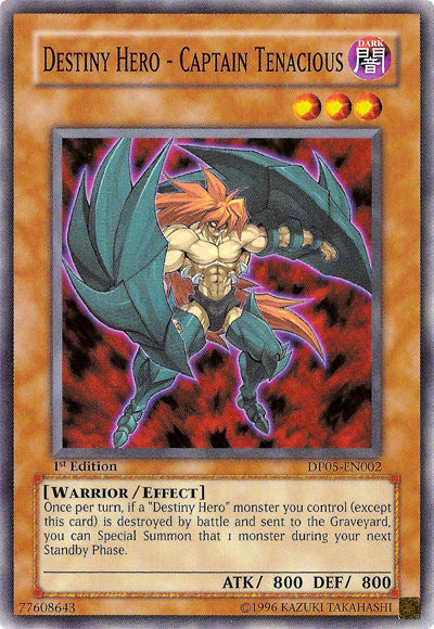 Destiny Hero - Captain Tenacious [DP05-EN002] Common Yu-Gi-Oh!