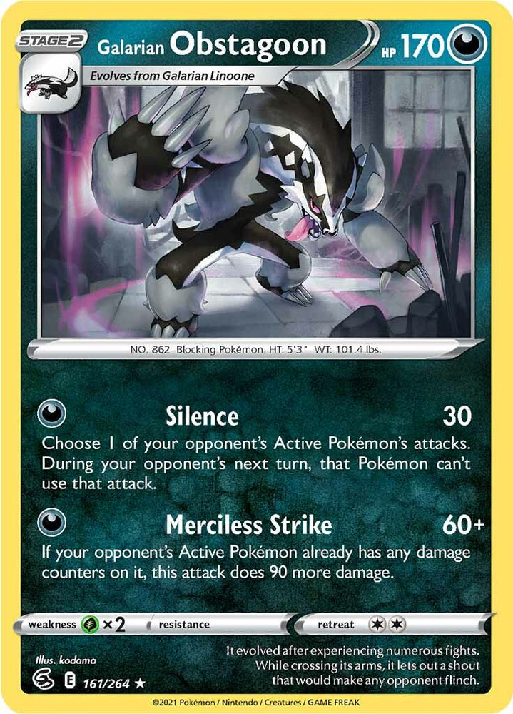 Galarian Obstagoon (161/264) [Sword & Shield: Fusion Strike] Pokémon