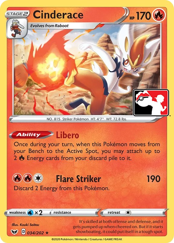 Cinderace (034/202) [Prize Pack Series One] Pokémon