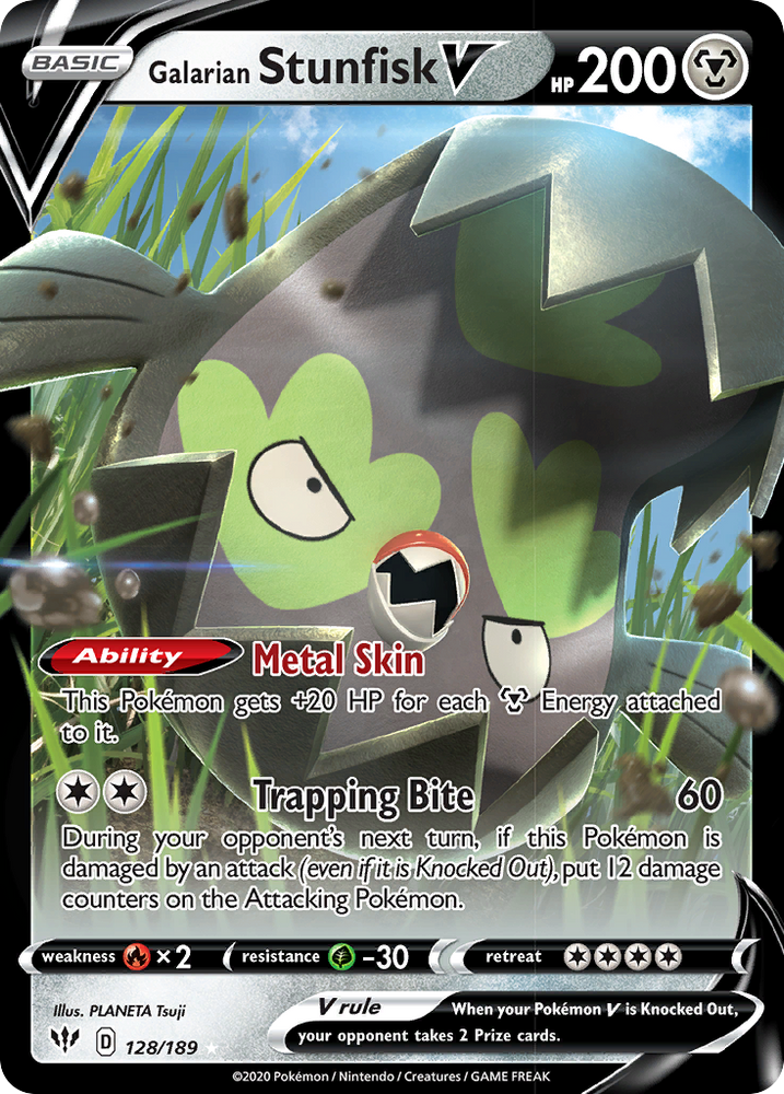 Galarian Stunfisk V (128/189) [Sword & Shield: Darkness Ablaze] Pokémon