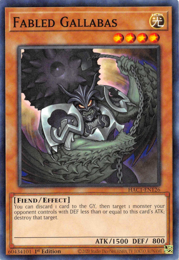 Fabled Gallabas [HAC1-EN126] Common Yu-Gi-Oh!