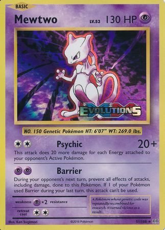 Mewtwo (51/108) (XY Evolutions Prerelease) [XY: Black Star Promos] Pokémon