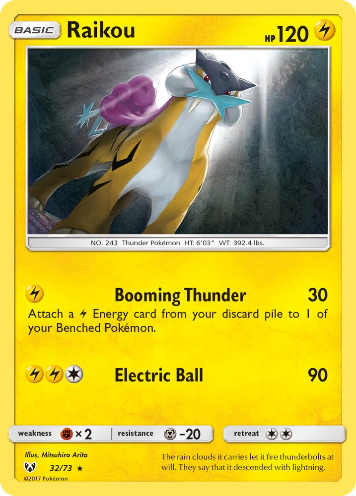 Raikou (32/73) (Lets Play, Pikachu Cracked Ice Holo) (Theme Deck Exclusive) [Sun & Moon: Shining Legends] Pokémon
